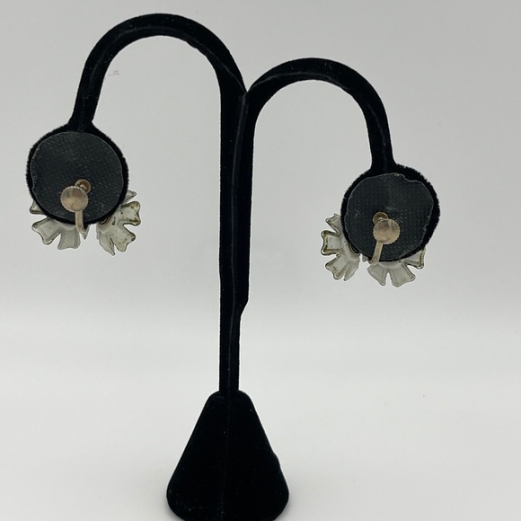 Vintage Necklace Matching Set Earrings Brown White Clear  Crystal - Picture 6 of 8